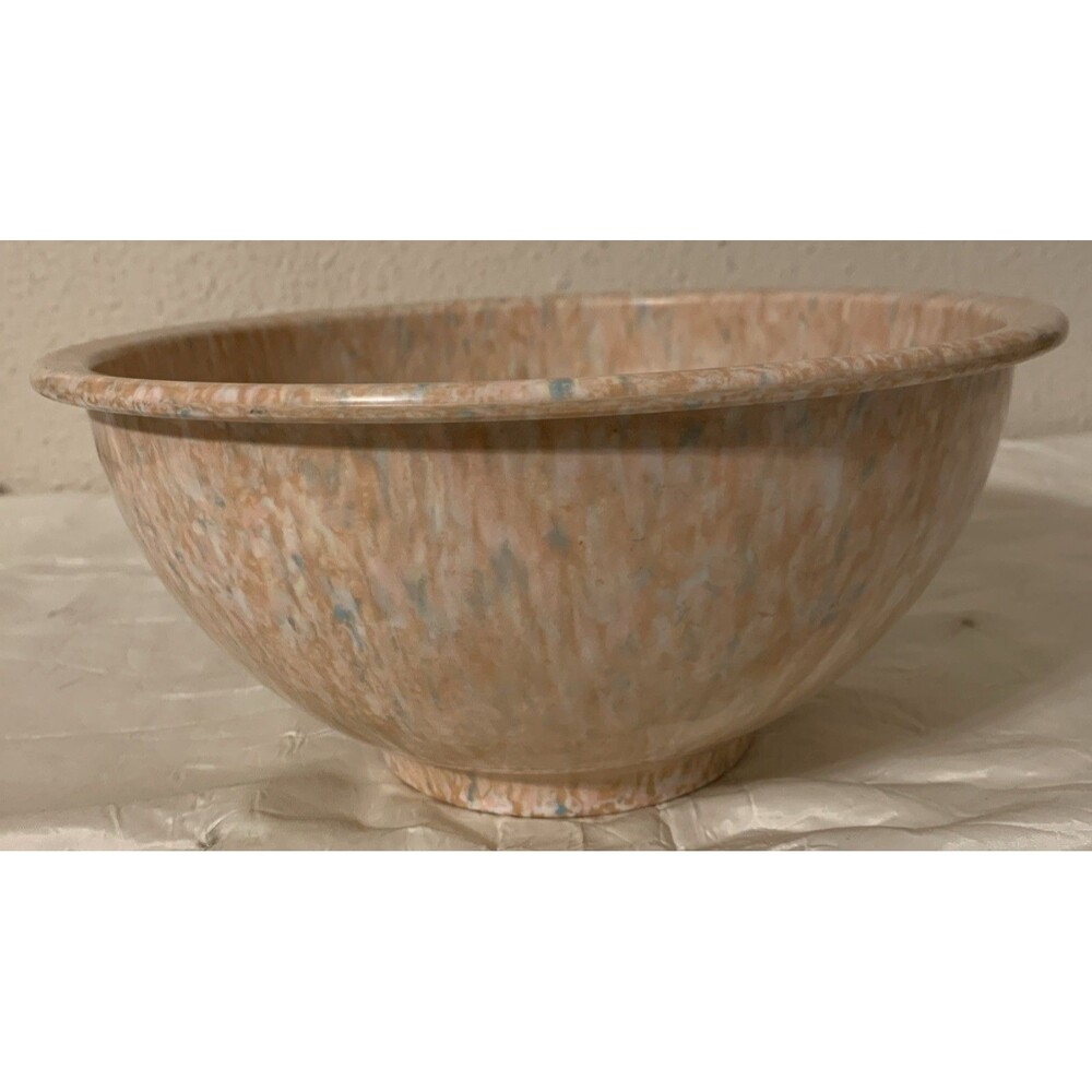 Vintage Texas Ware #118 Pink/White Splatter Confetti Mixing Bowl 10" Melmac